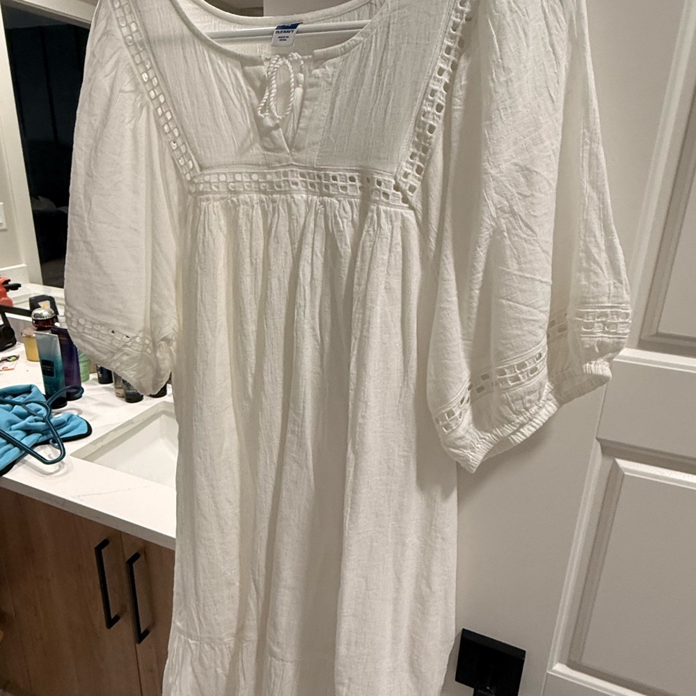 Old Navy Cream Boho Peasant mini dress